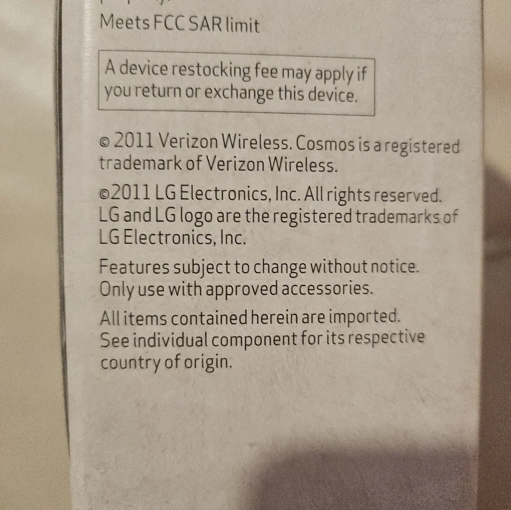 LG Cosmos 2 Black Mobile Device